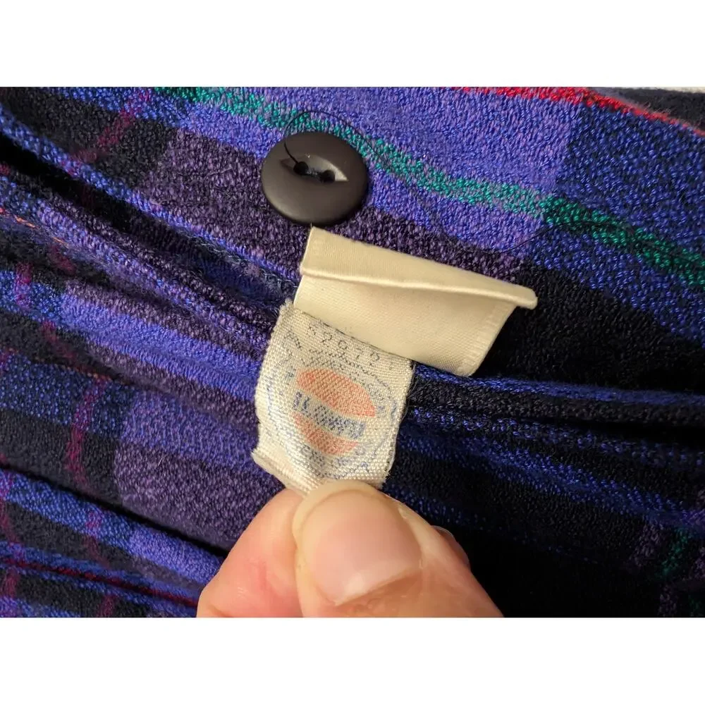 Vintage 70s Union Made Giuseppe Stripe Pleated Midi Skirt Navy Purple Collegiate